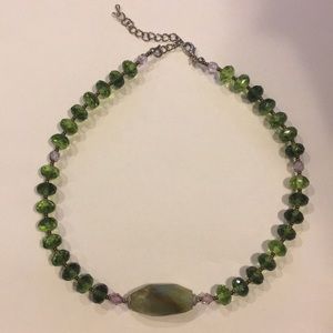 Green glass beaded necklace